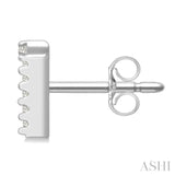 1/10 Ctw Initial 'T' Single Cut Diamond Earrings in 10K White Gold