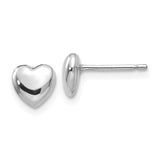 14k White Gold 6mm Heart Post Stud Earrings