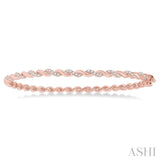 1/3 Ctw Twisted Vine Round Cut Diamond Stackable Bangle in 14K Rose Gold