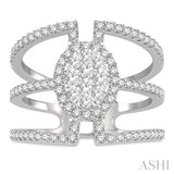 1 Ctw Oval Shape Mount Lovebright Round Cut Diamond Ring in 14K White Gold