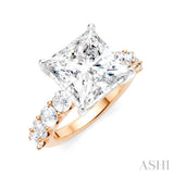 1 1/3 Ctw Princess Shape Round Cut Diamond Semi-Mount Engagement Ring in 14K Rose and White Gold