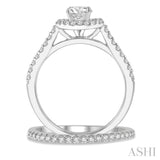 7/8 Ctw Round Cut Diamond Wedding Set With 3/4 Ctw Round Cut Engagement Ring and 1/6 Ctw Wedding Band in 14K White Gold