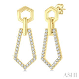 1/3 Ctw Hexagon & Pentagon Link Round Cut Diamond Fashion Earring in 10K Yellow Gold
