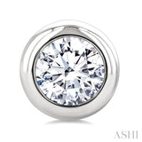 3/4 Ctw Bezel Set Round Cut Diamond Stud Earrings in 14K White Gold