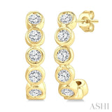 1/4 Ctw Petite Bezel Set Round Cut Diamond Fashion Half Hoop Earring in 10K Yellow Gold