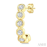 1/4 Ctw Petite Bezel Set Round Cut Diamond Fashion Half Hoop Earring in 10K Yellow Gold