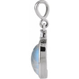 Sterling Silver 6x4 mm Natural Rainbow Moonstone & .015 CT Natural Diamond Pendant