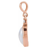 14K Rose Gold 8x6 mm Natural Ethiopian Opal & .03 CT Natural Diamond Pendant