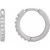 Sterling Silver 1/8 CTW Natural Diamond Hinged 12.5 mm Hoop Earrings