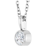 Sterling Silver 1/6 CT Natural Diamond Bezel-Set Solitaire 16-18" Necklace