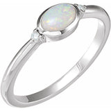 14K White Gold Natural Ethiopian Opal & .03 CTW Natural Diamond Ring