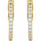 14K Yellow Gold 1/3 CTW Natural Diamond Inside-Outside 15.5 mm Hinged Hoop Earrings
