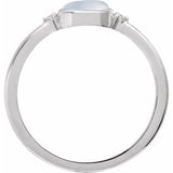 Sterling Silver Natural Rainbow Moonstone & .03 CTW Natural Diamond Ring