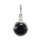 14K White Gold 6 mm Natural Black Onyx & .03 CT Natural Diamond Cabochon Pendant