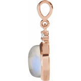 14K Rose Gold 8 mm Natural Rainbow Moonstone & .03 CT Natural Diamond Pendant