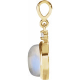 14K Yellow Gold 6 mm Natural Rainbow Moonstone & .03 CT Natural Diamond Pendant