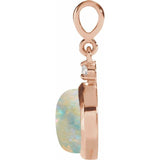 14K Rose Gold 8 mm Natural White Opal & .03 CT Natural Diamond Pendant