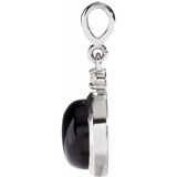 14K White Gold 8 mm Natural Black Onyx & .03 CT Natural Diamond Cabochon Pendant