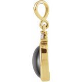 14K Yellow Gold 12x10 mm Natural Black Onyx & .03 CT Natural Diamond Cabochon Pendant