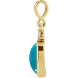 14K Yellow Gold 12x10 mm Natural Turquoise & .03 CT Natural Diamond Cabochon Pendant