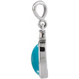 14K White Gold 10x8 mm Natural Turquoise & .03 CT Natural Diamond Cabochon Pendant