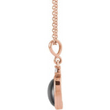 14K Rose Gold 12x10 mm Natural Black Onyx & .03 CT Natural Diamond 16-18" Necklace
