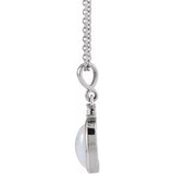 14K White Gold 10x8 mm Natural White Opal & .03 CT Natural Diamond 16-18" Necklace