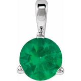 14K White Gold Lab-Grown Emerald Pendant