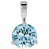 14K White Gold Lab-Grown Aqua Sapphire Pendant