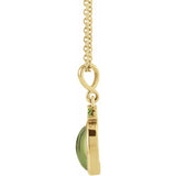 14K Yellow Gold 8x6 mm Natural Peridot 16-18" Necklace