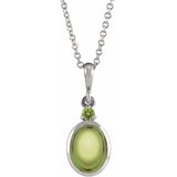 14K White Gold 6x4 mm Natural Peridot 16-18" Necklace