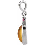 Sterling Silver 8x6 mm Natural Citrine & Natural Pink Tourmaline Pendant
