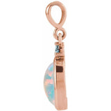 14K Rose Gold 6x4 mm Lab-Grown White Opal & Natural London Blue Topaz Pendant