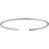 14K White Gold 2 CTW Natural Diamond  Flexible Bangle 7" Bracelet
