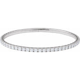 14K White Gold 5 CTW Natural Diamond Flexible Bangle 7" Bracelet