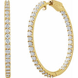 14K Yellow Gold 6 1/2 CTW Lab-Grown Diamond Inside-Outside 51 mm Hinged Hoop Earrings