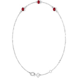 14K White Gold Natural Ruby Bezel-Set 3-Stone 6 1/2-7 1/2" Bracelet