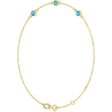14K Yellow Gold Natural Aquamarine Bezel-Set Three-Stone 6 1/2-7 1/2" Bracelet