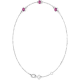 14K White Gold Natural Pink Tourmaline Bezel-Set Three-Stone 6 1/2-7 1/2" Bracelet