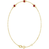 14K Yellow Gold Lab-Grown Ruby Bezel-Set Three-Stone 6 1/2-7 1/2" Bracelet