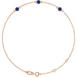 14K Rose Gold Lab-Grown Blue Sapphire Bezel-Set 3-Stone 6 1/2-7 1/2" Bracelet