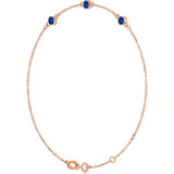 14K Rose Gold Lab-Grown Blue Sapphire Bezel-Set 3-Stone 6 1/2-7 1/2" Bracelet