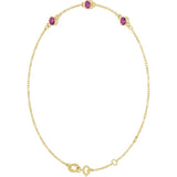 14K Yellow Gold Natural Pink Tourmaline Bezel-Set Three-Stone 6 1/2-7 1/2" Bracelet