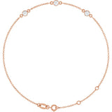 14K Rose Gold 1/4 CTW Natural Diamond Bezel-Set Three-Stone 6 1/2-7 1/2" Bracelet