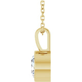14K Yellow Gold 3/4 CT Natural Diamond Bezel-Set Solitaire 16-18" Necklace