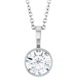 Platinum 9/10 CT Lab-Grown Diamond Bezel-Set Solitaire 16-18" Necklace