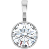 14K White Gold 5/8 CT Natural Diamond Bezel-Set Solitaire Pendant