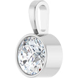 Sterling Silver 3/4 CT Natural Diamond Bezel-Set Solitaire Pendant