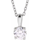 14K White Gold 1/3 CT Natural Diamond 18" Necklace