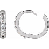 Platinum 1/4 CTW Lab-Grown Diamond Hinged 12.5 mm Hoop Earrings